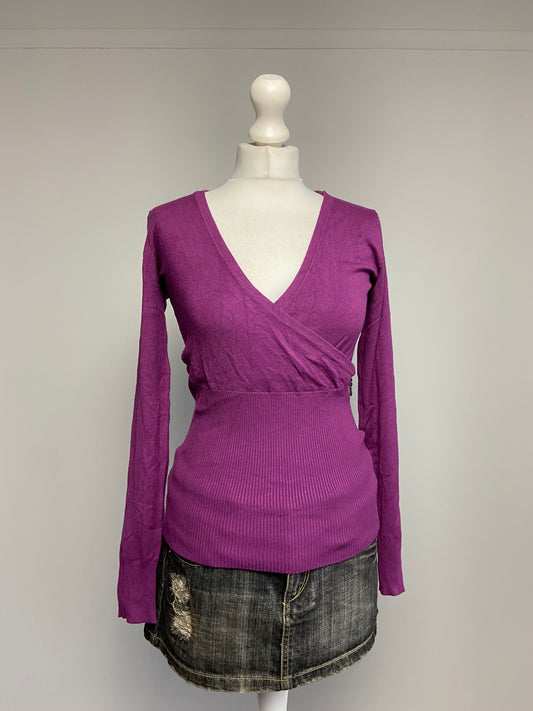 Vintage 00s Wrap Style Top - Size S - Funky Cat