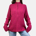 90s Cable Knit Zip Jumper - Size L - Funky Cat