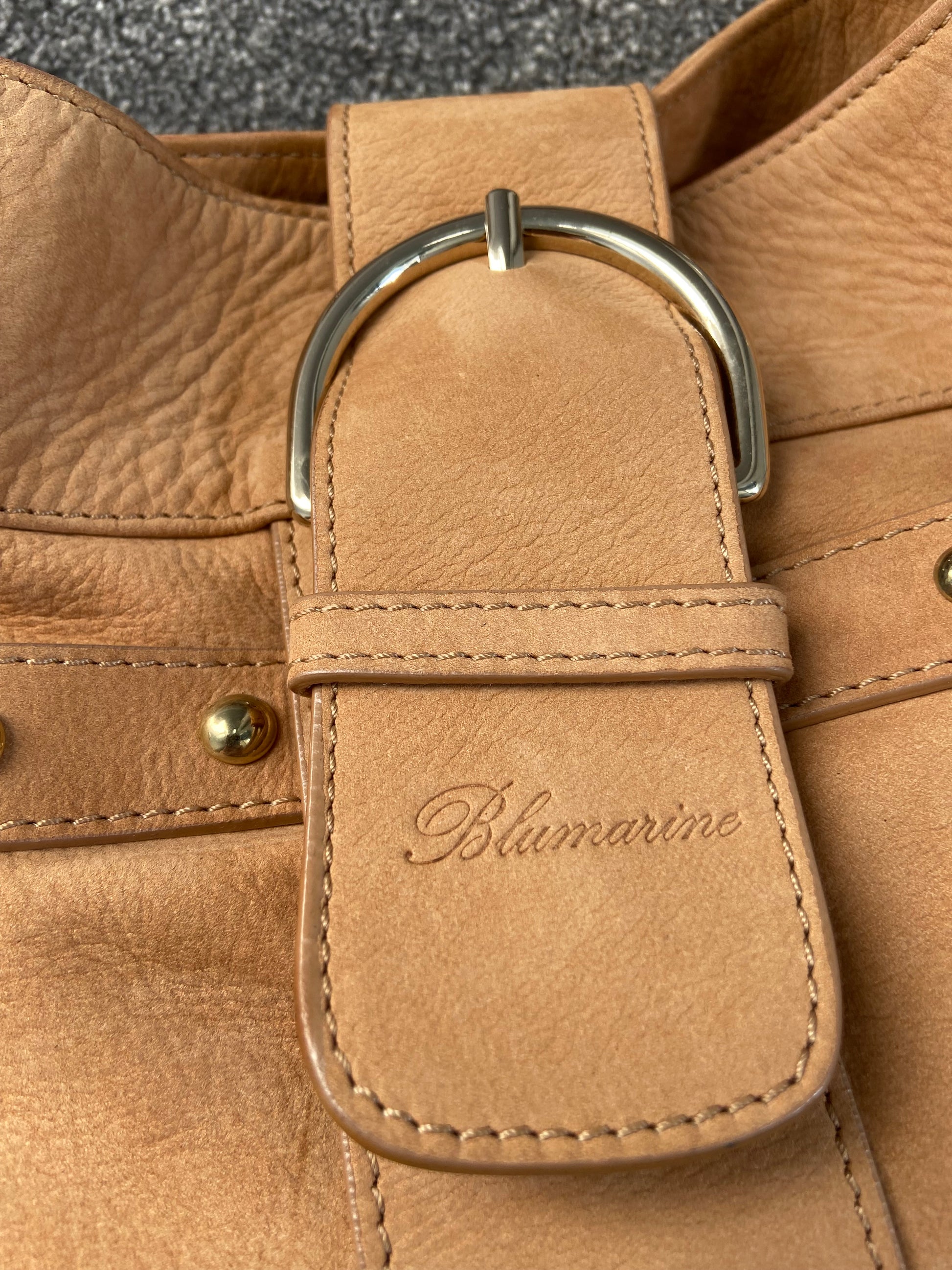 Blumarine Suede Slouchy Studded Buckle Bag - Funky Cat