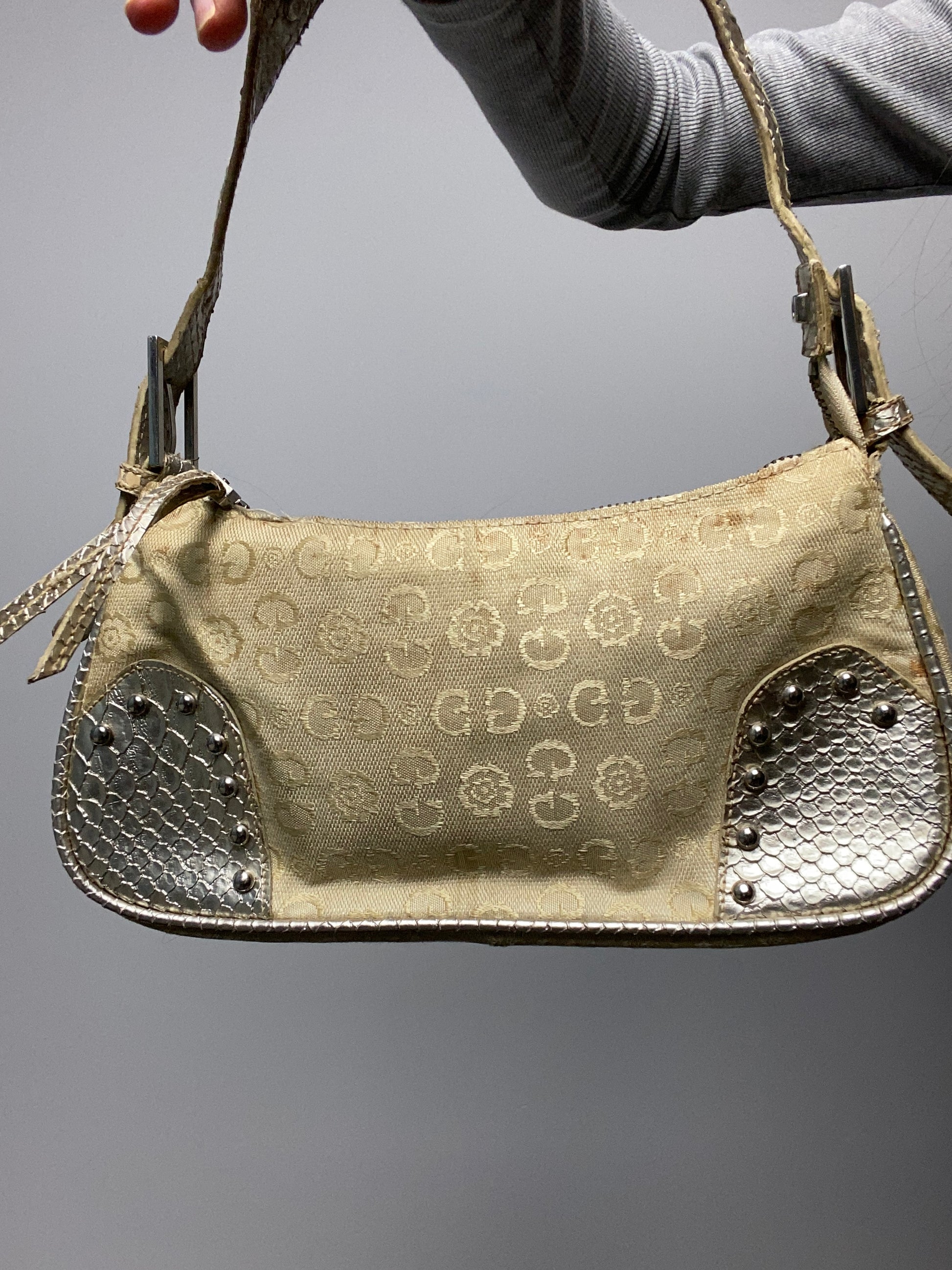 Vintage 00s Rhinestone Shoulder Bag - Funky Cat