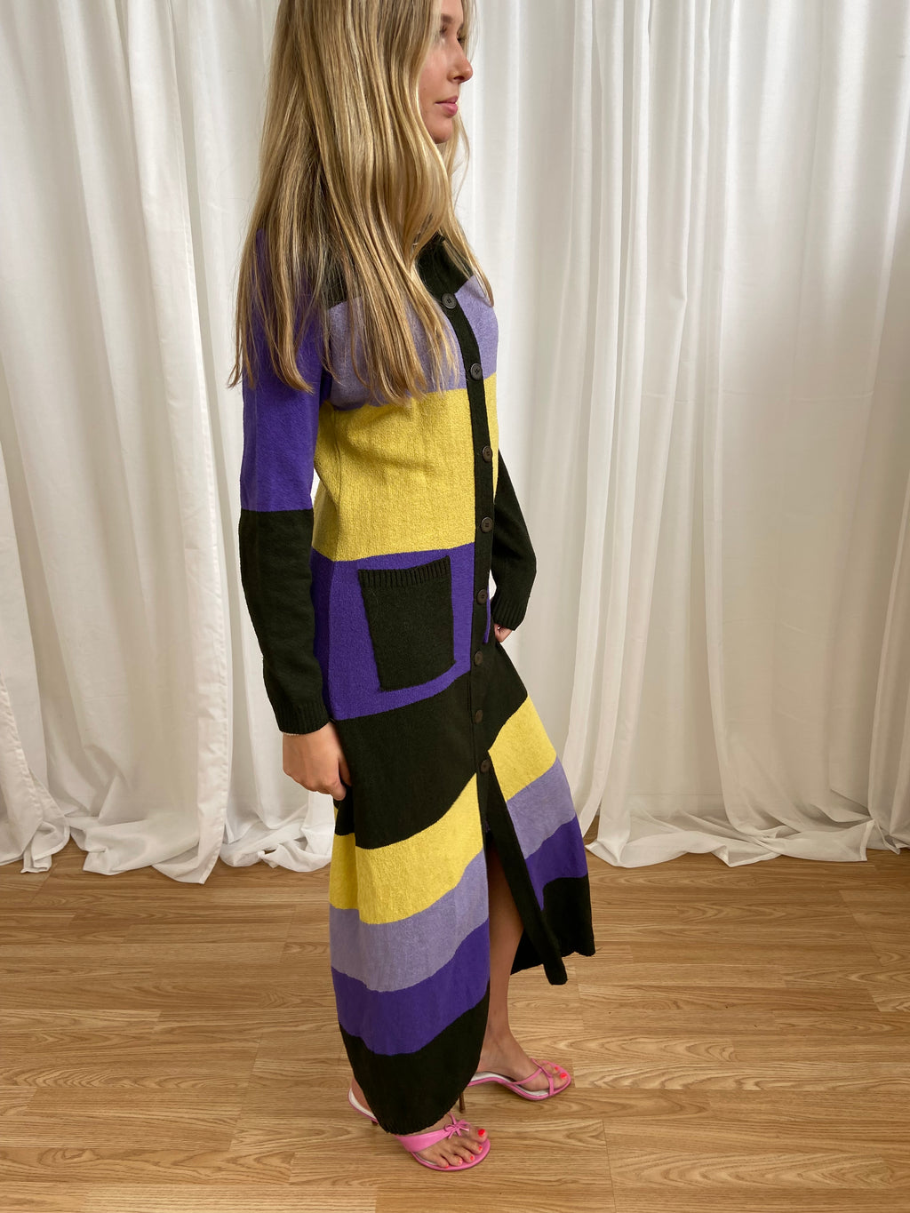 Vintage 00s Striped Maxi Cardigan/Dress - Size M