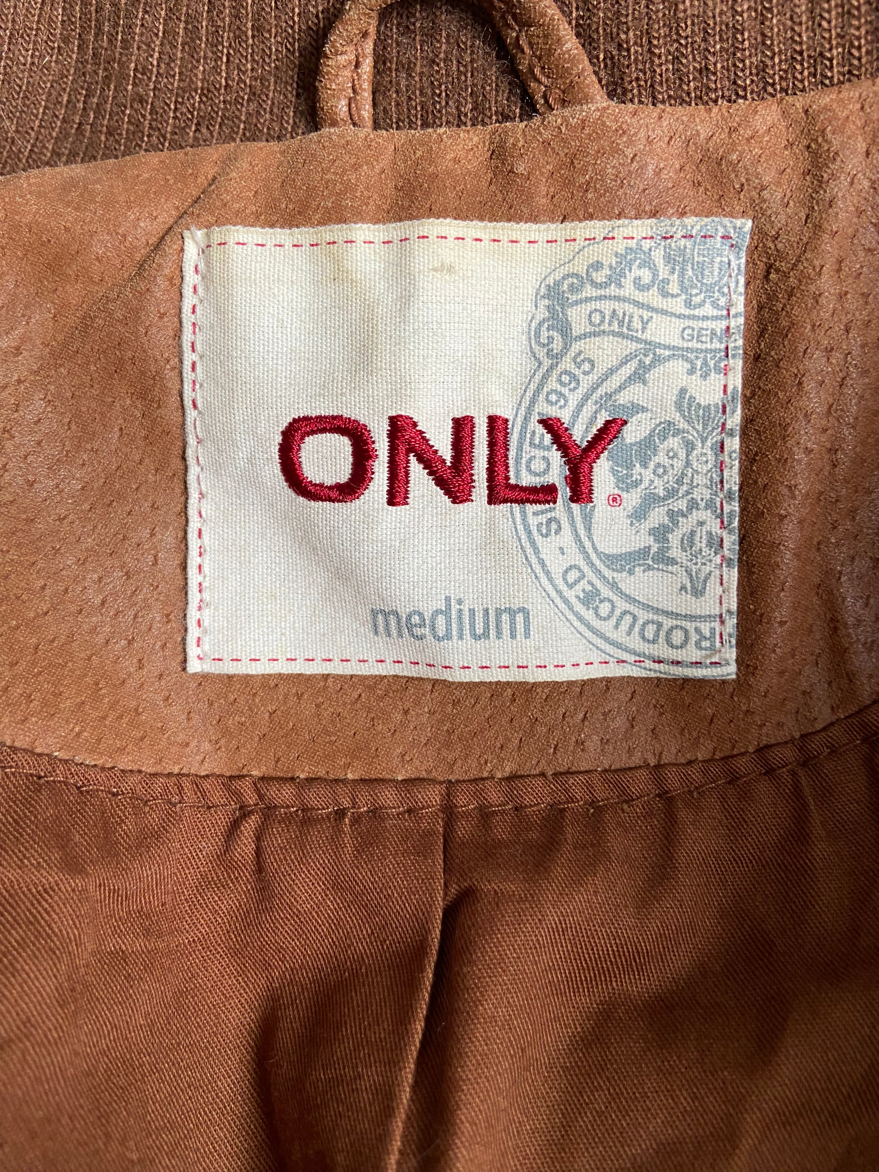 Vintage 00s Brown Leather Jacket - Size S - Funky Cat