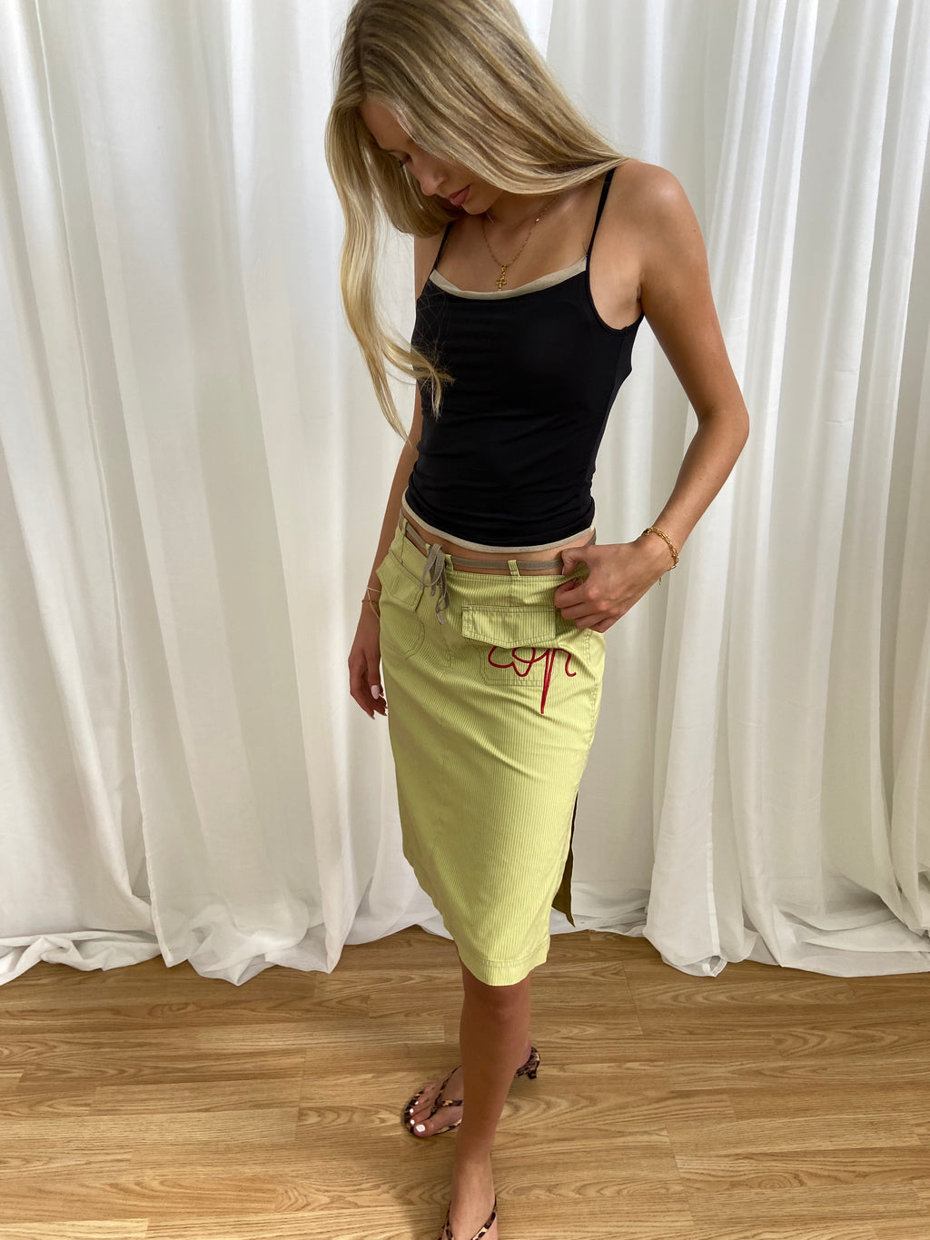 Cop Copine Green Striped Skirt - Size S - Funky Cat