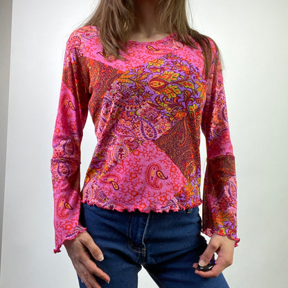 00s Funky Print Top - Size S