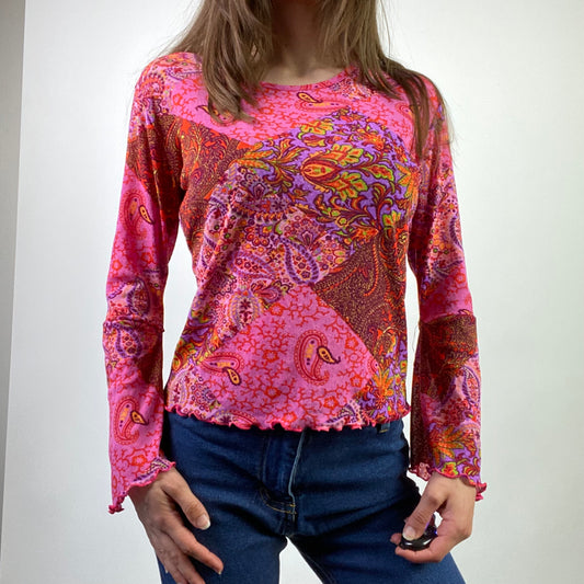 00s Funky Print Top - Size S