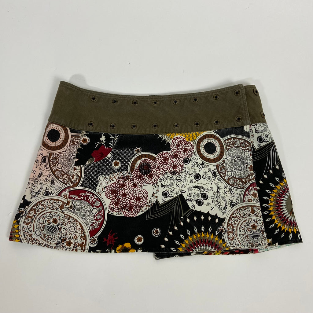 00s Reversible Patchwork Mini Skirt - One Size - Funky Cat