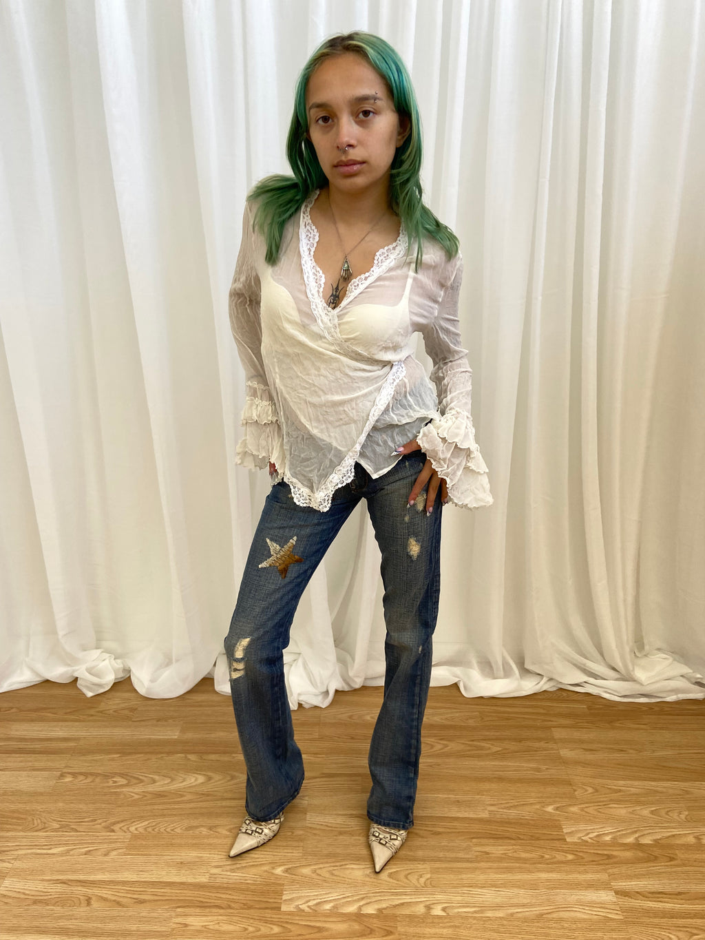 Miss Sixty Bootcut Jeans With Stars - Size UK 6