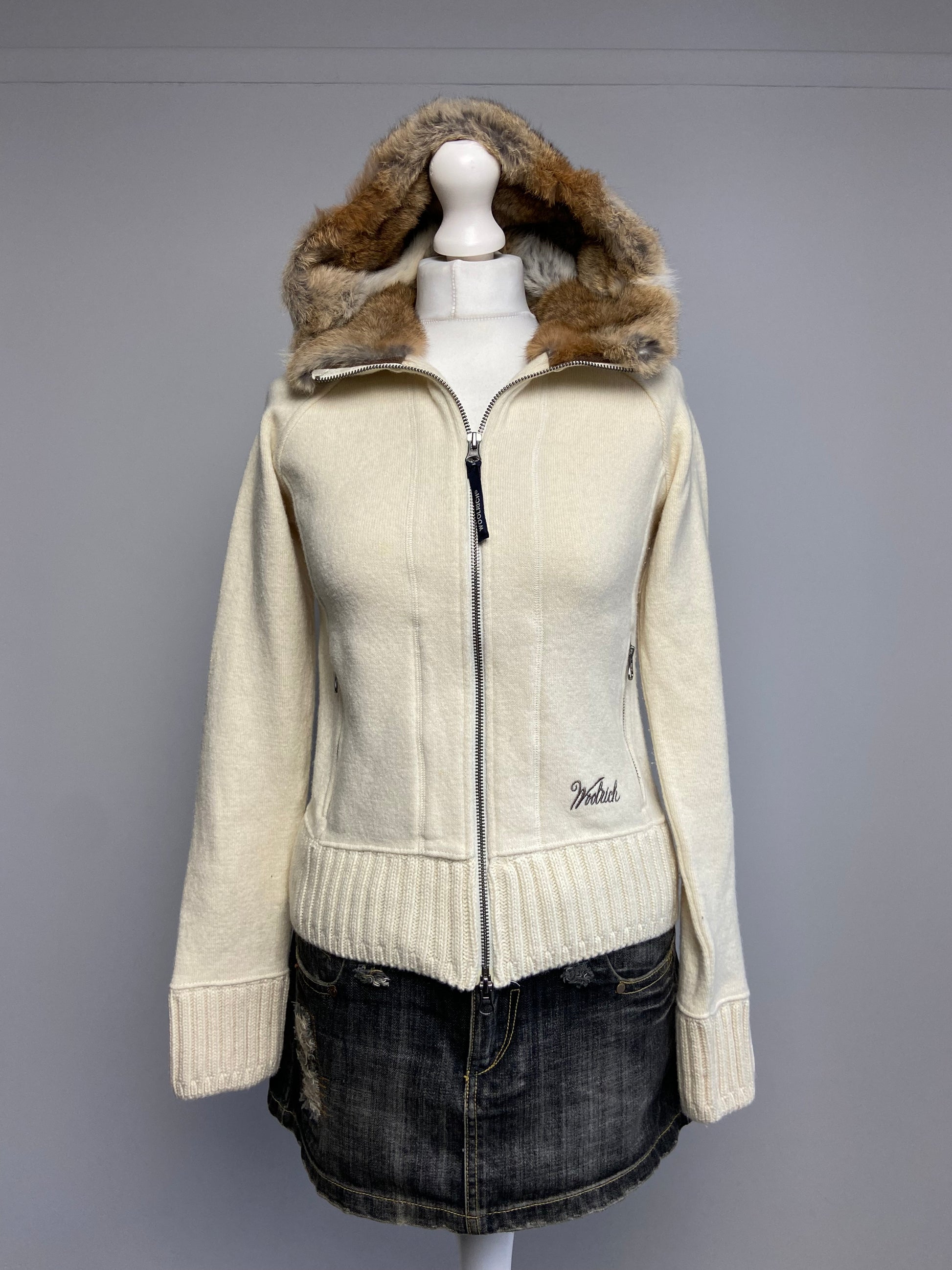 Woolrich Fur Trim Hooded Jumper - Size S - Funky Cat