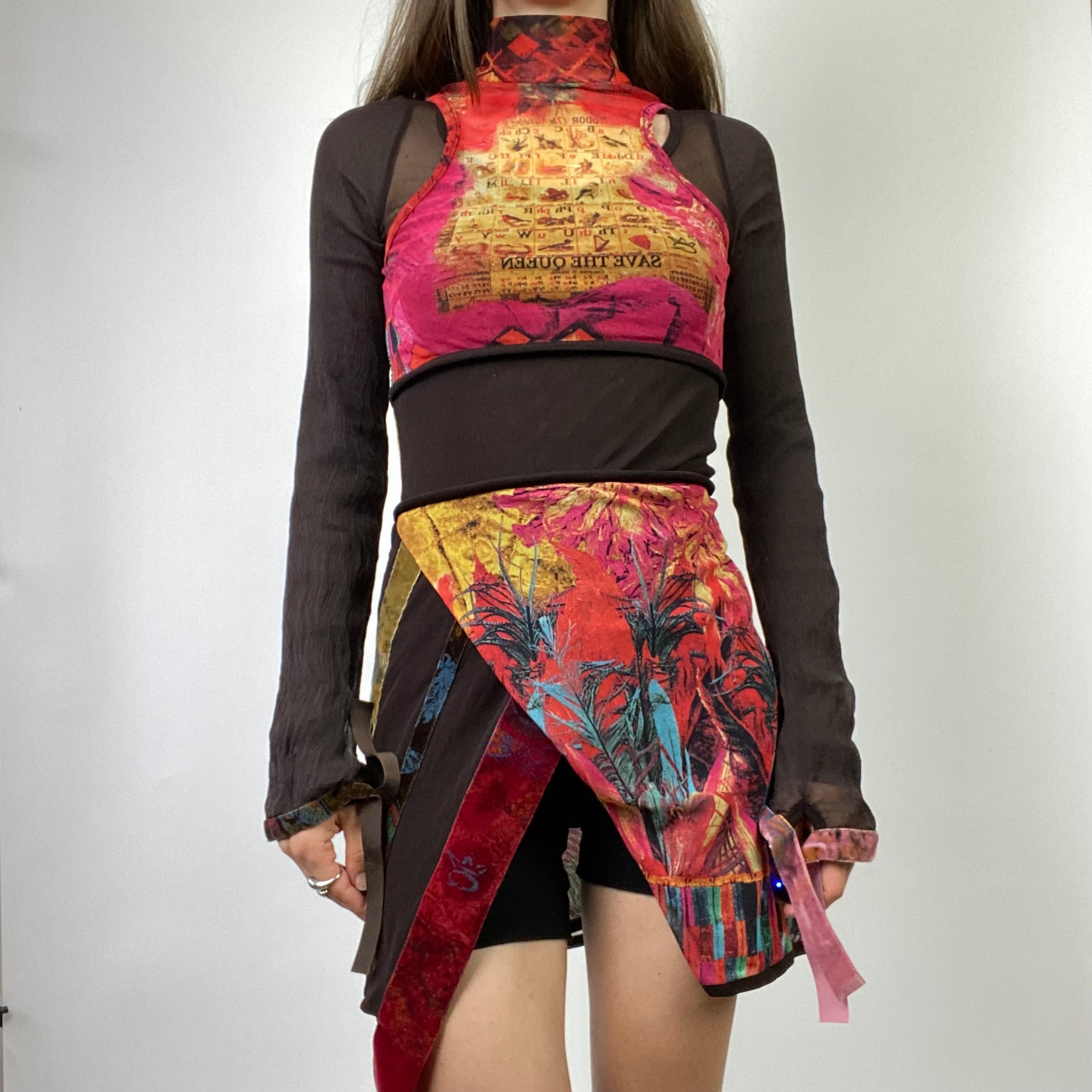 Save The Queen Graphic Mesh Asymmetric Tunic - Size XS/S - Funky Cat
