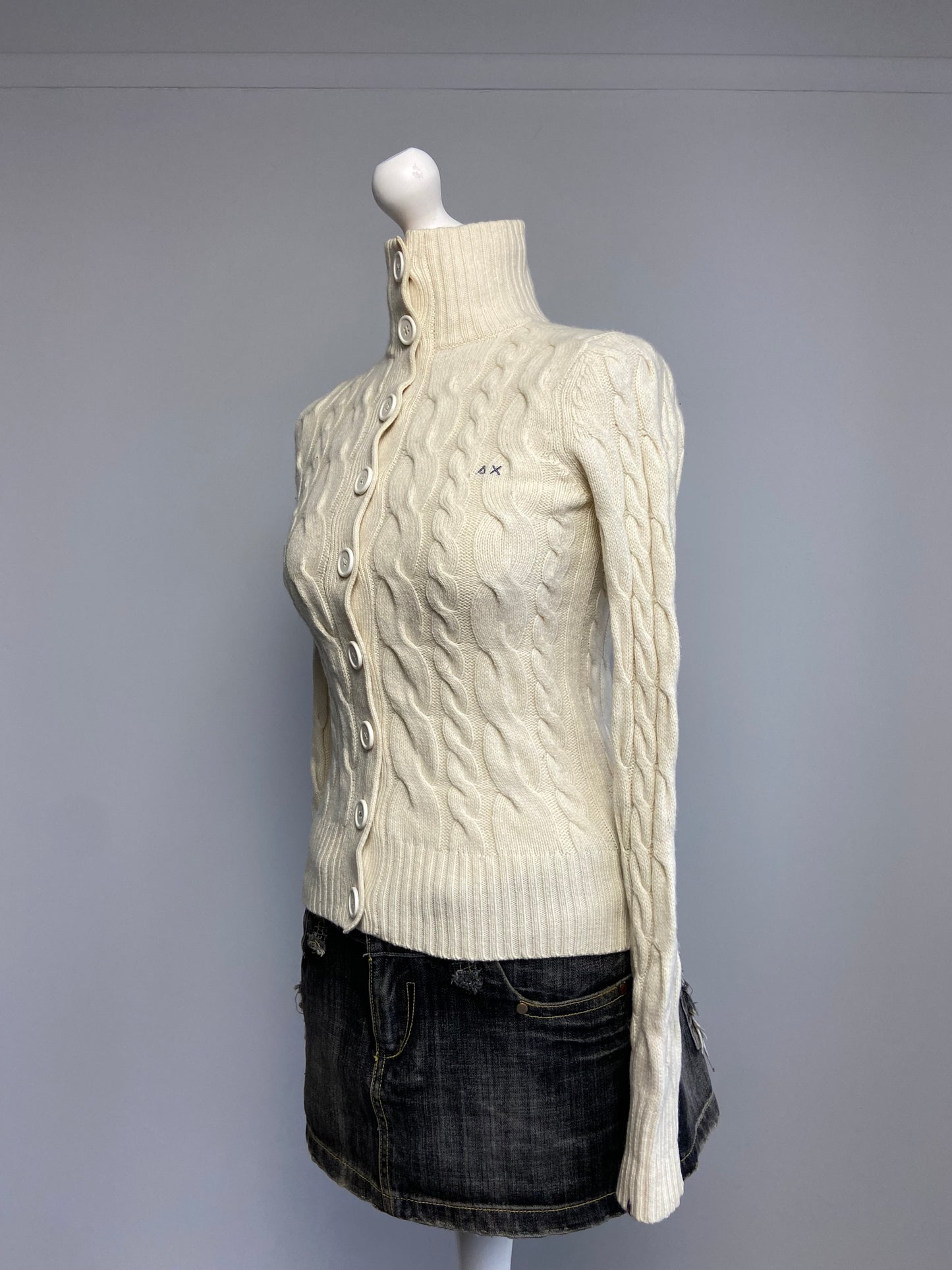 Wool Knit Cardigan - Size S - Funky Cat