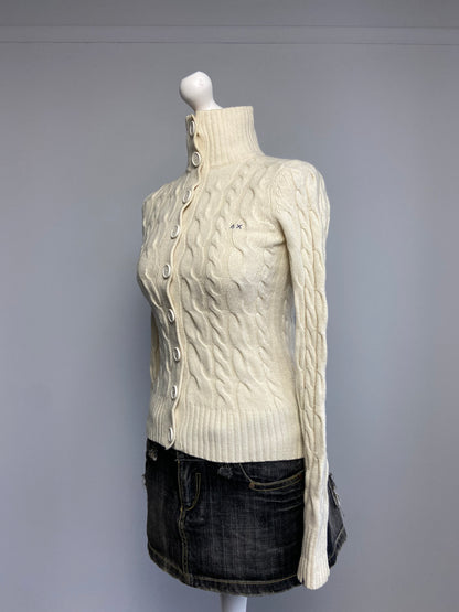 Wool Knit Cardigan - Size S - Funky Cat