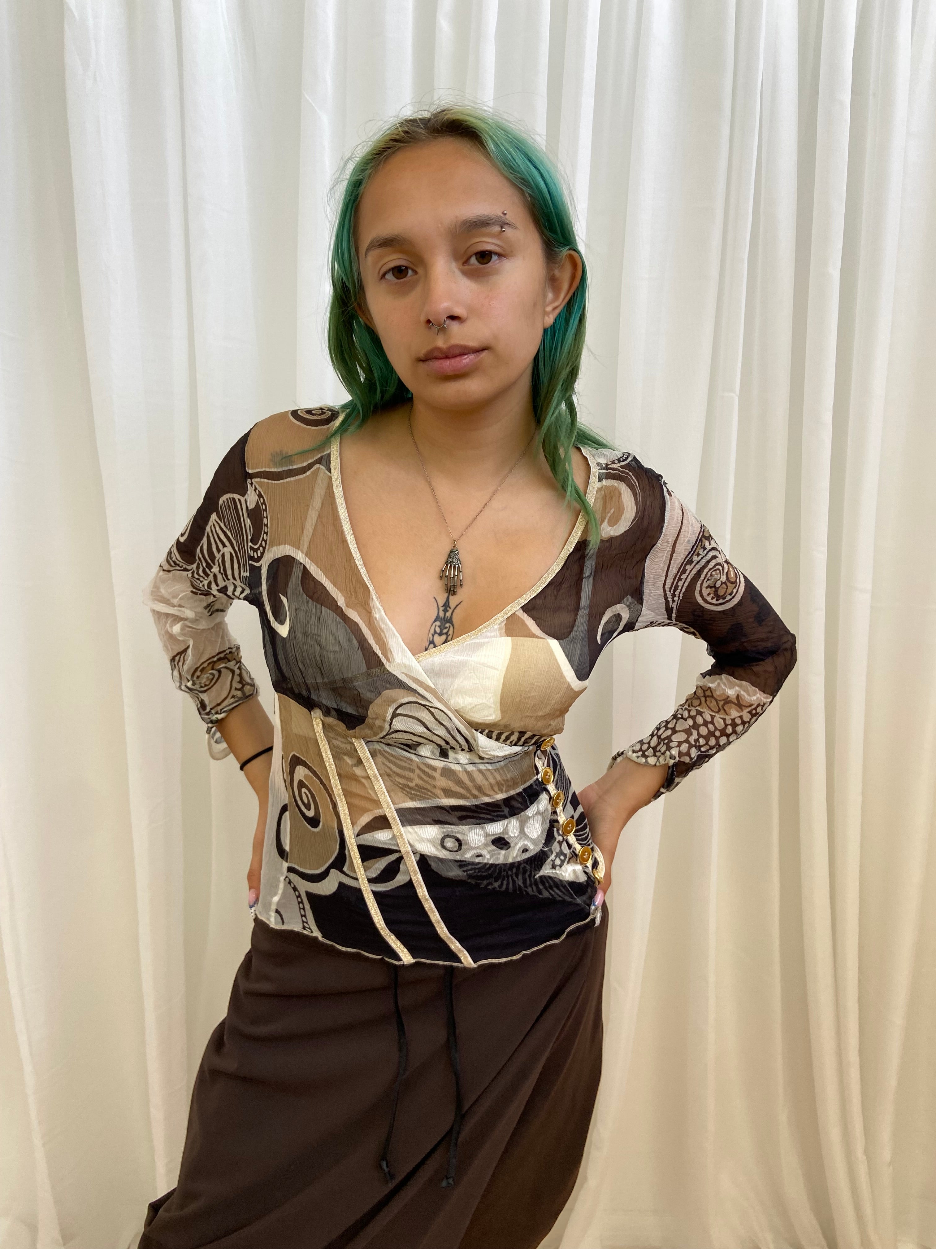 Vintage Sheer Silk Top - Size XS/S
