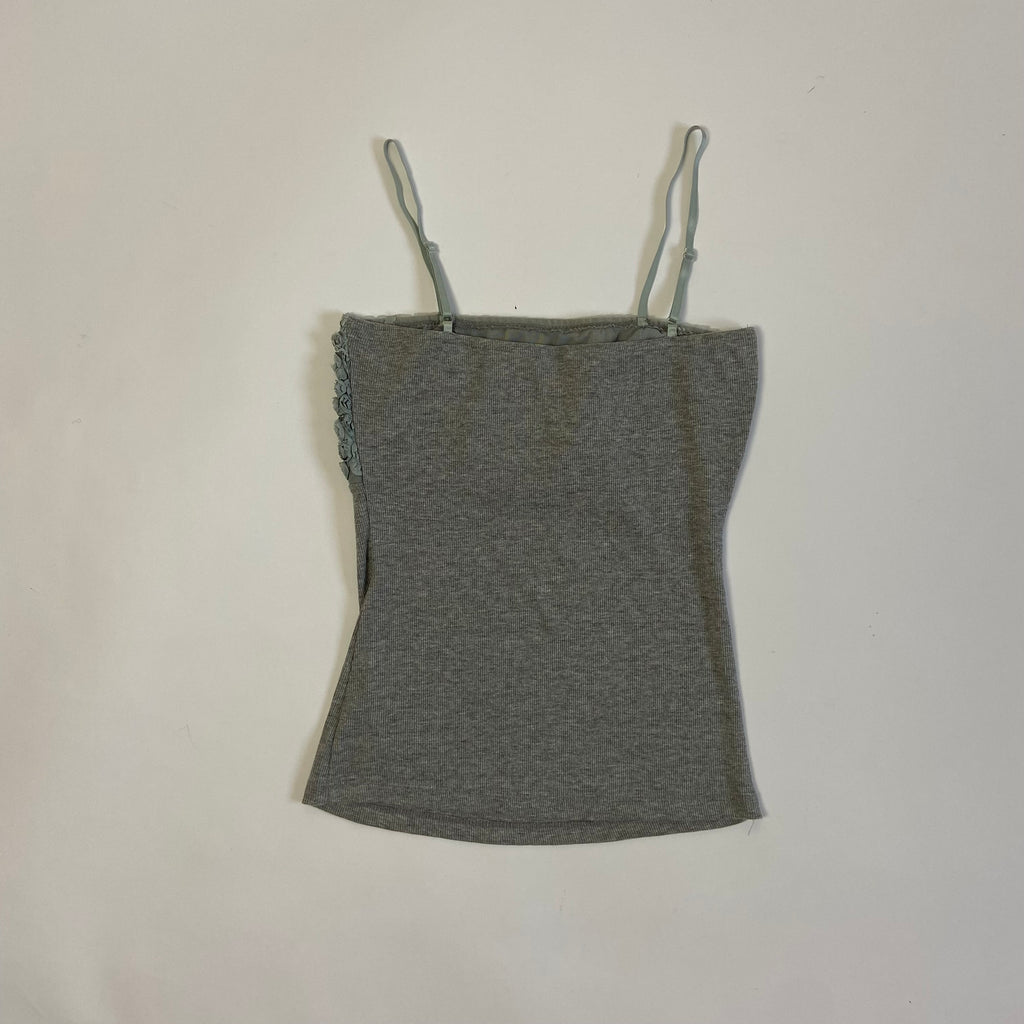 00s Embellished Floral Ribbed Cami - Size M - Funky Cat