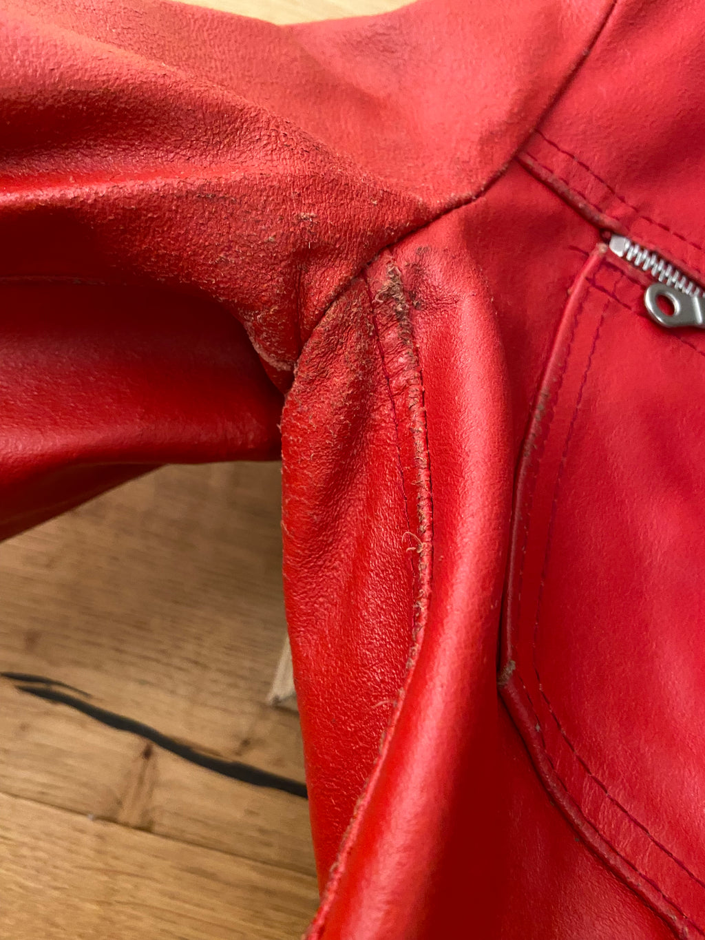 Vintage 00s Red Leather Buckle Jacket - Size XS