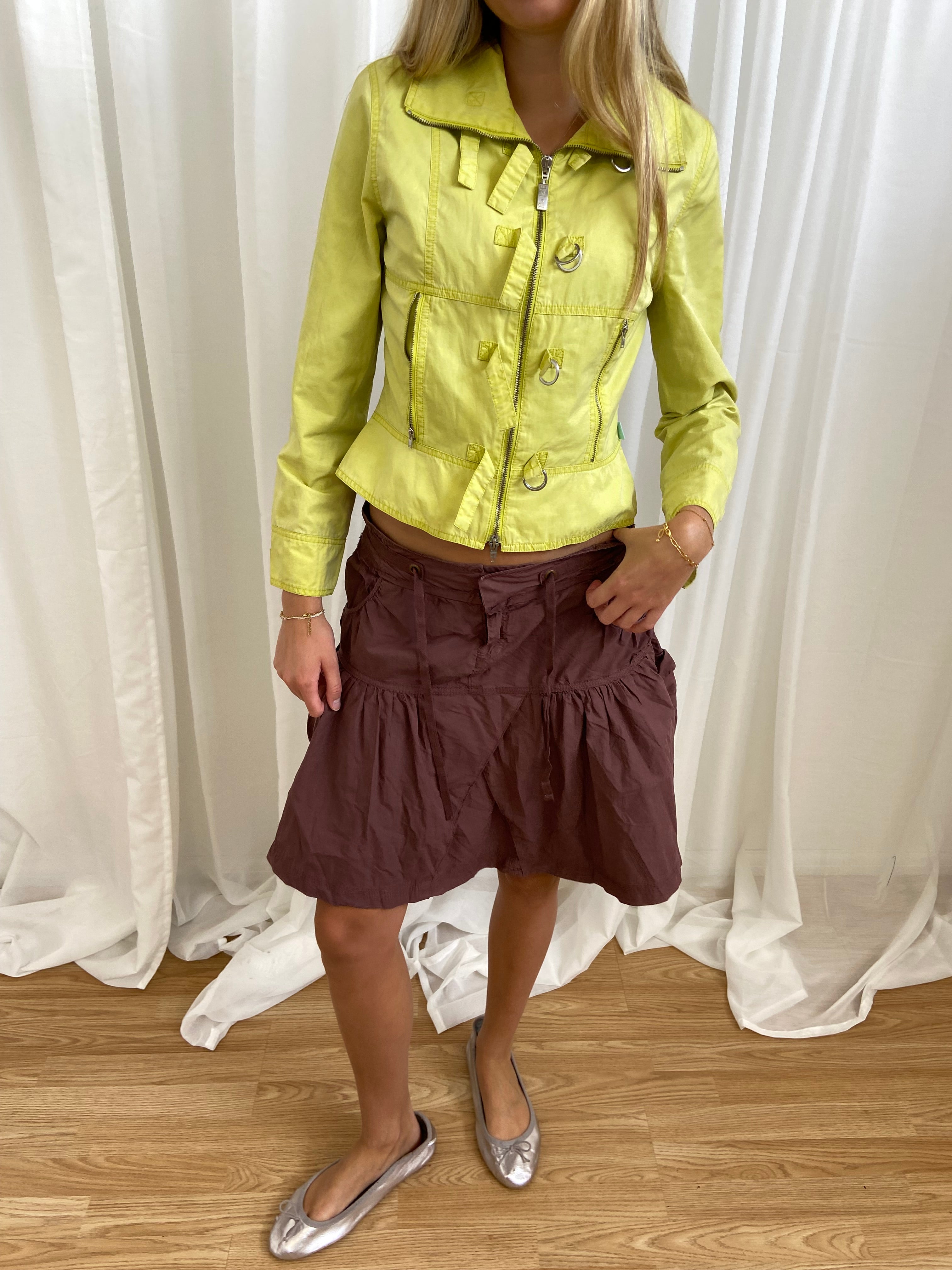 Vintage 00s Lime Green Buckle Jacket - Size XS/S
