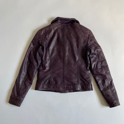 90s Leather Zip Up Jacket - Size S