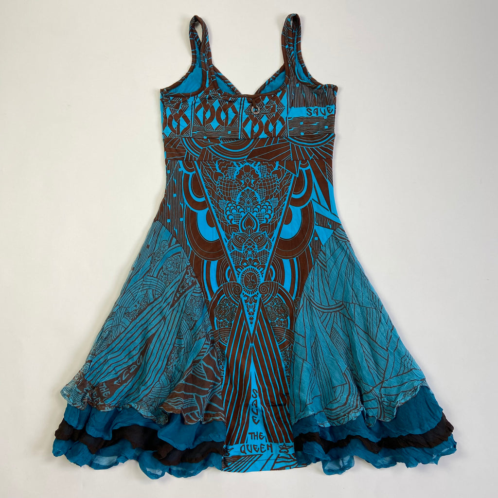 Save The Queen Abstract Print Ruffled Dress - Size M - Funky Cat