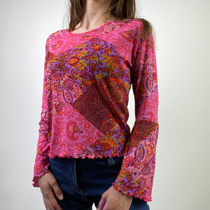 00s Funky Print Top - Size S