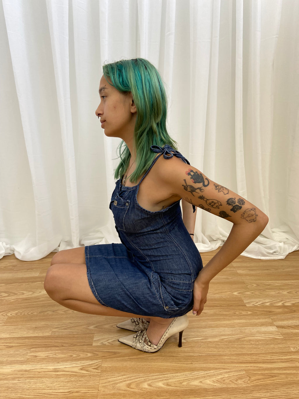 Vintage 00s Button Up Denim Dress - Size XS