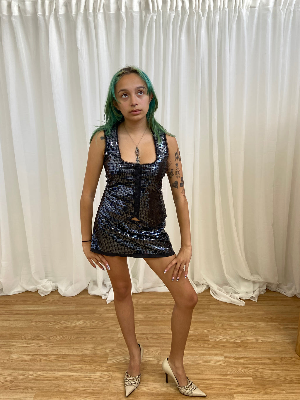 Vintage 00s Sequin Mini Skirt - Size XS