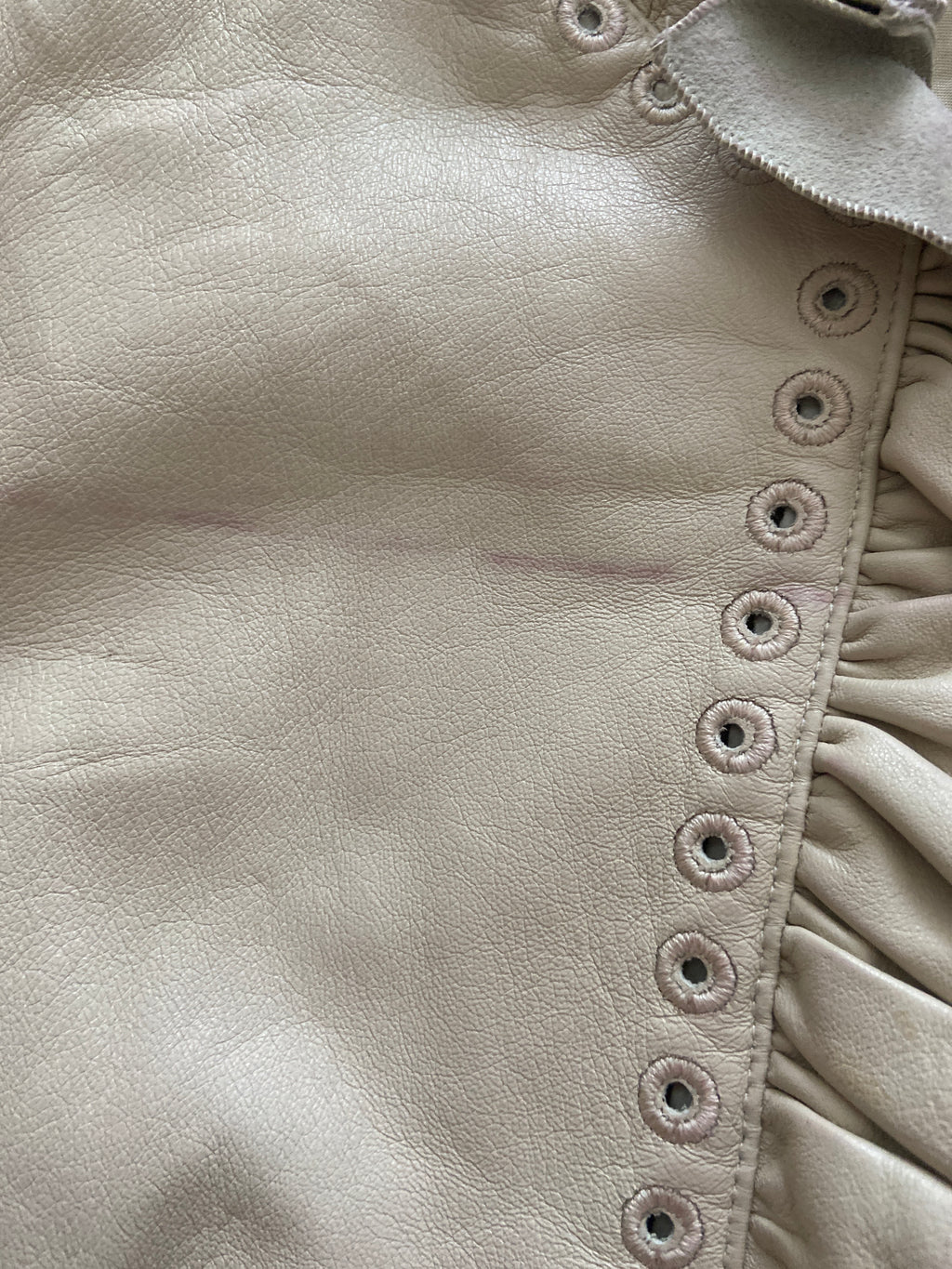 Vintage 00s Ruffled Hems Leather Jacket - Size XS