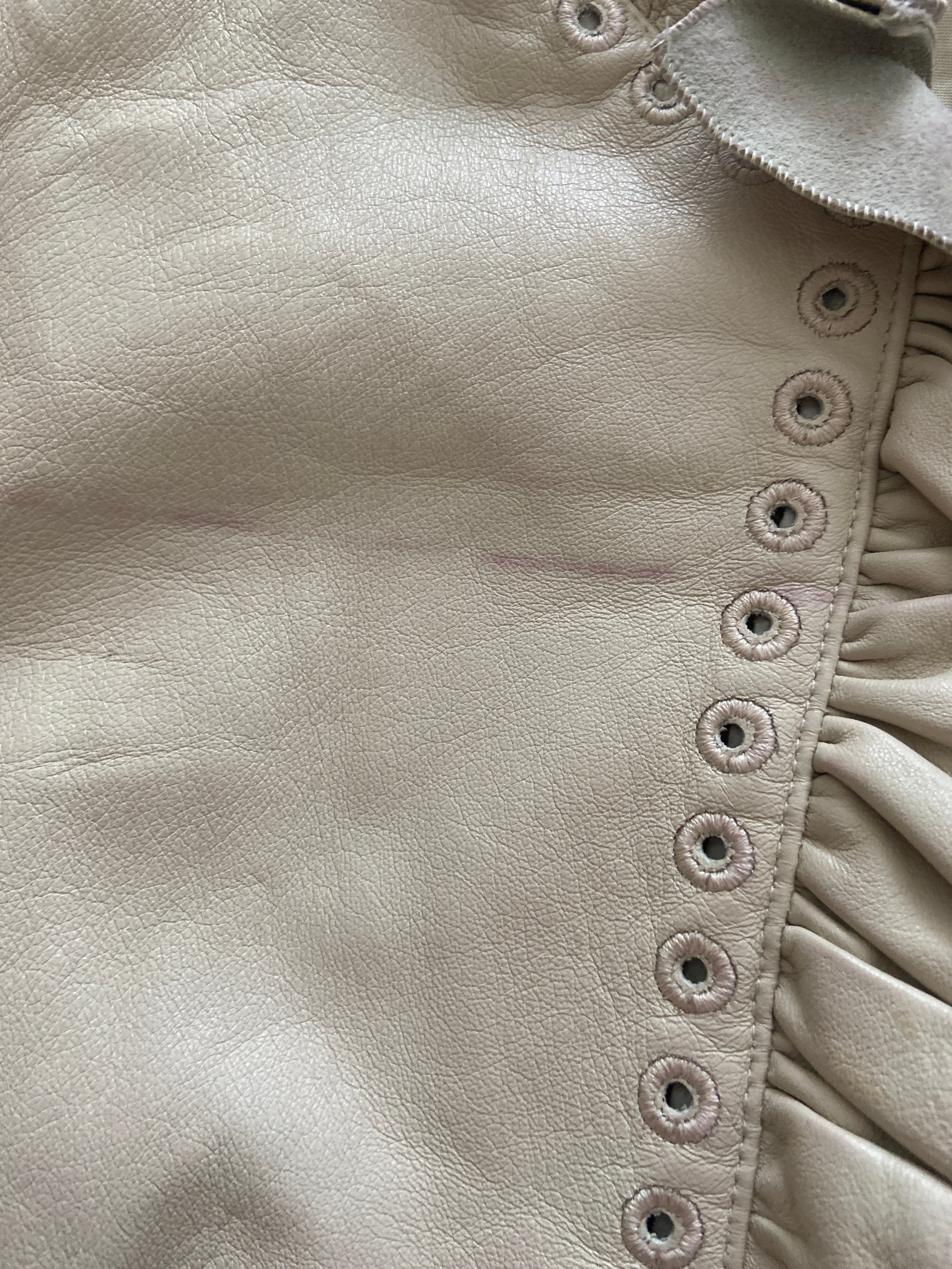 Vintage 00s Ruffled Hems Leather Jacket - Size XS