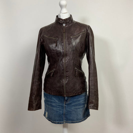 00s Brown Leather Jacket - Size M