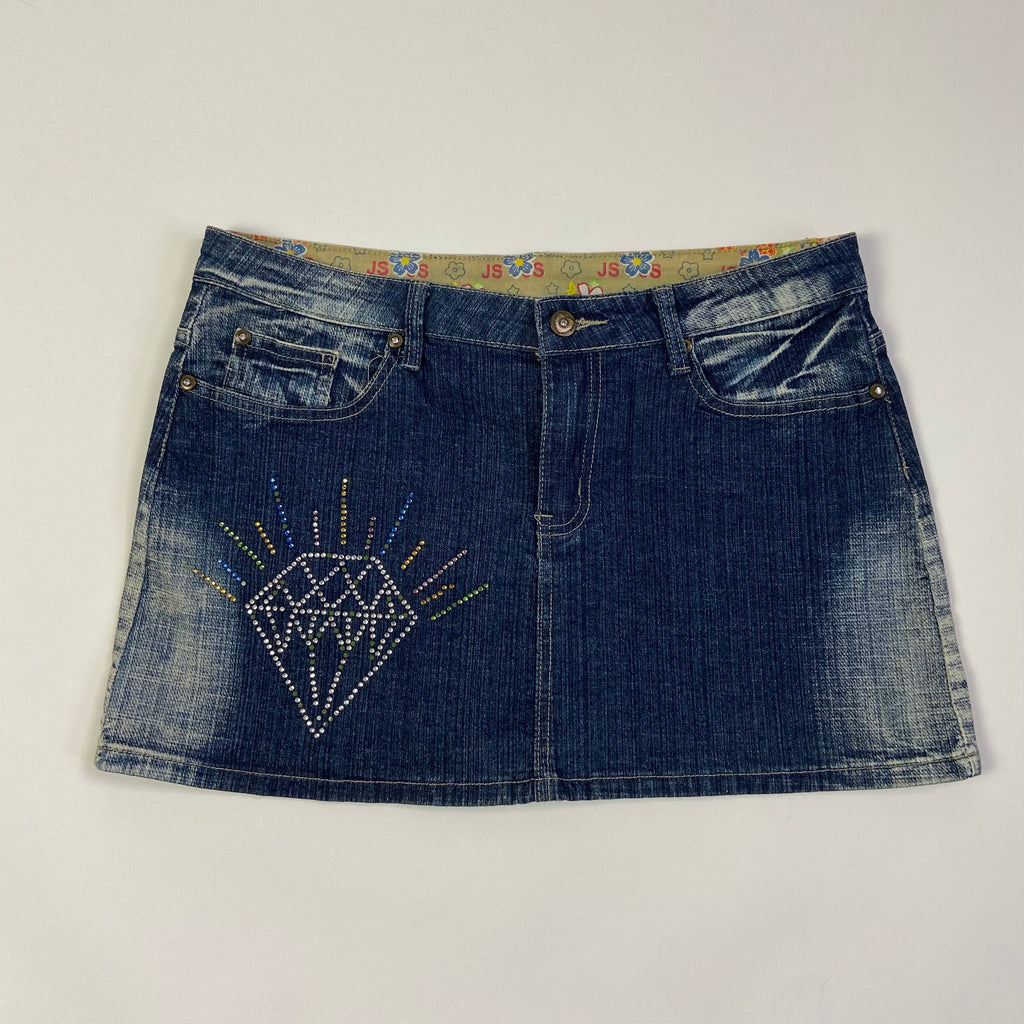 00s Rhinestone Mini Skirt - Size M - Funky Cat