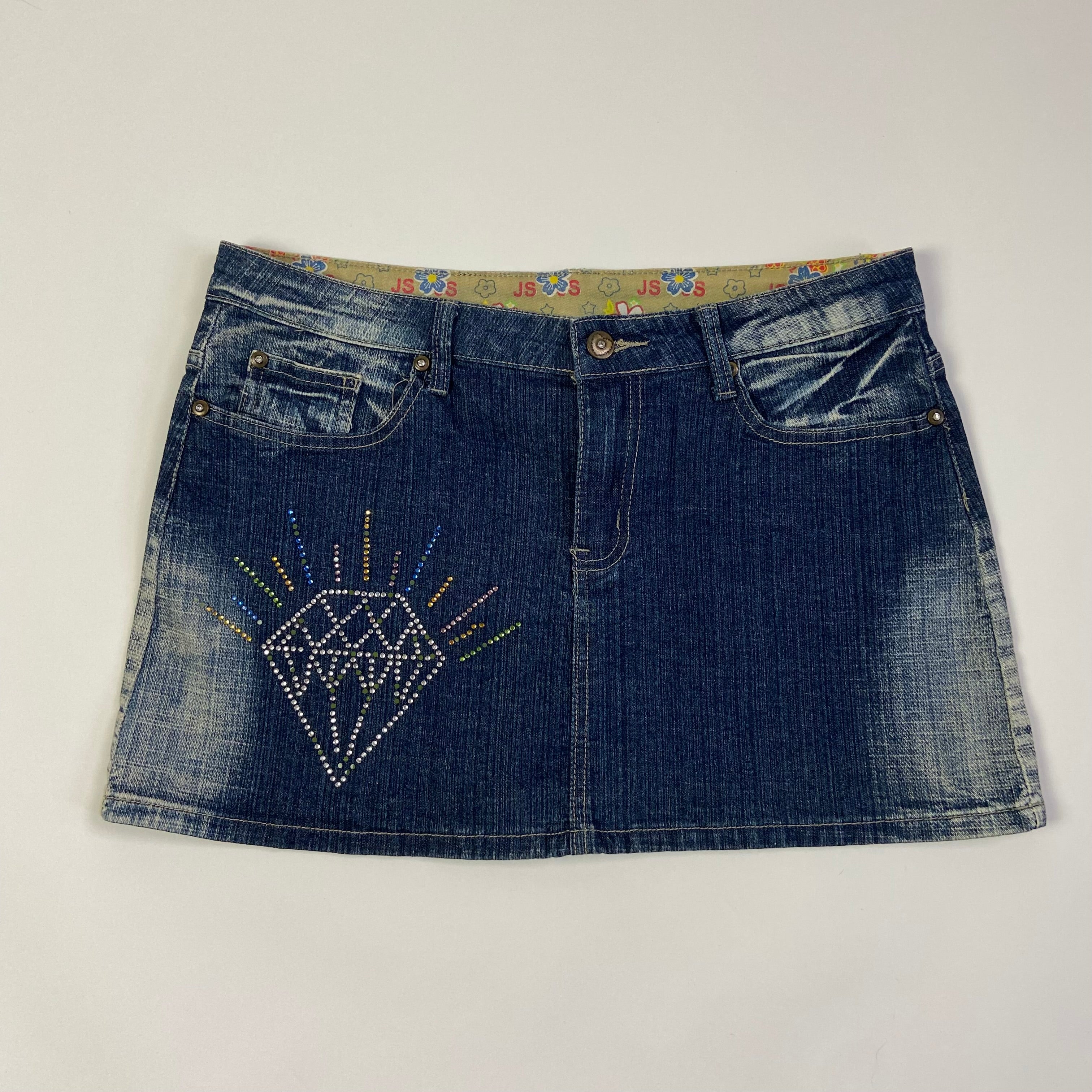 00s Rhinestone Mini Skirt - Size M - Funky Cat