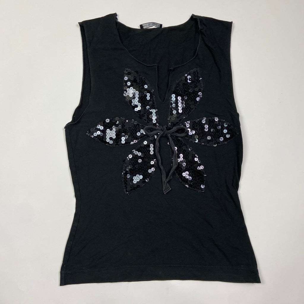 00s Sequin Flower Vest Top - Size S - Funky Cat