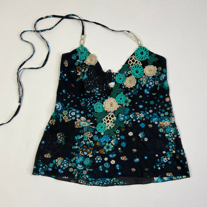 00s Pinko Floral Halterneck Top - Size S