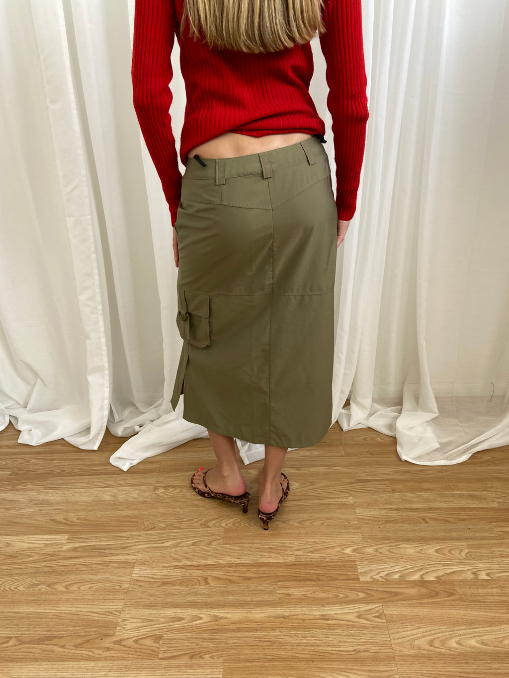 Vintage 00s Khaki Utility Skirt - Size UK 8/10