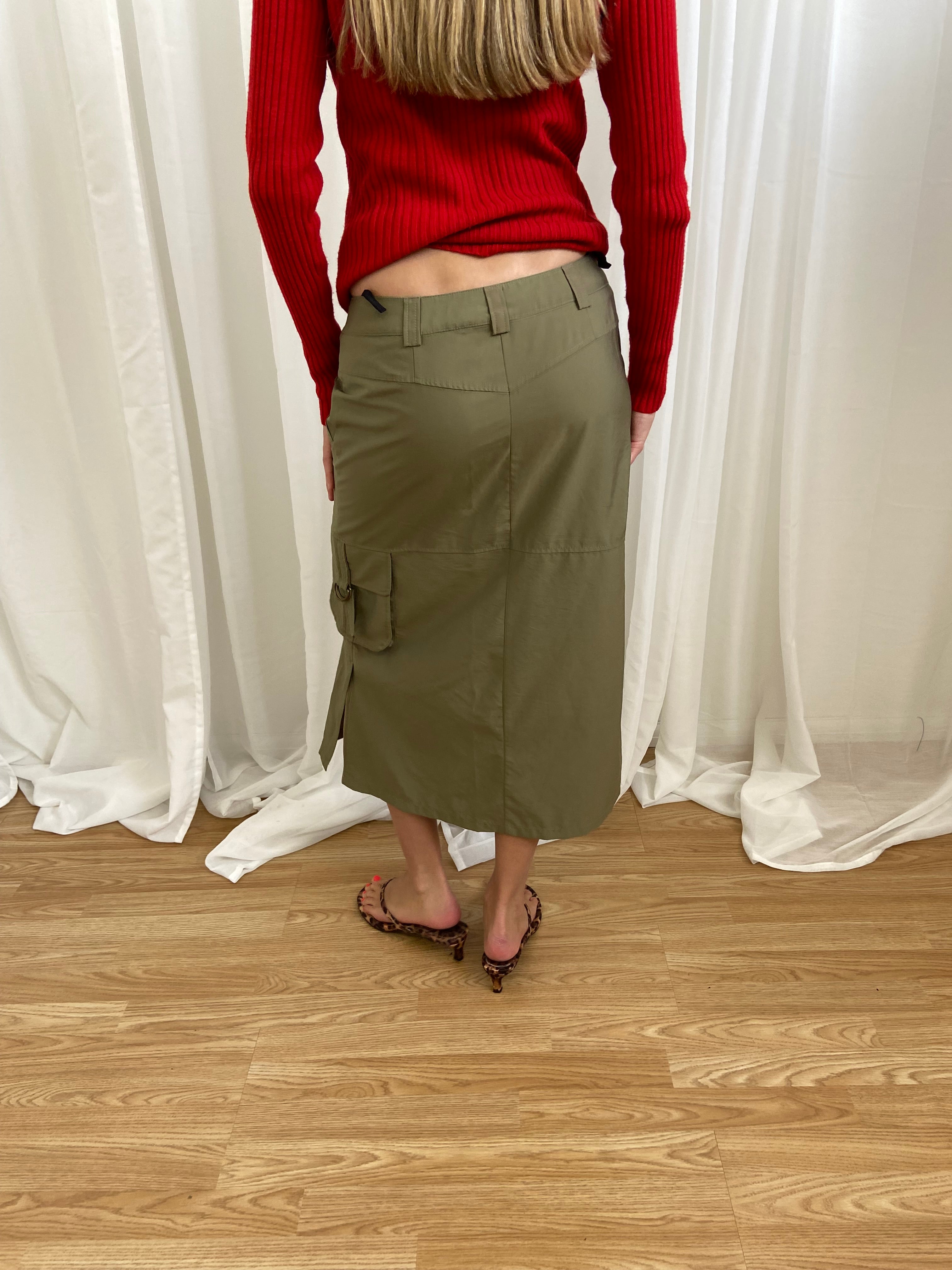 Vintage 00s Khaki Utility Skirt - Size UK 8/10