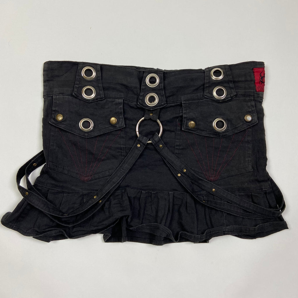 00s Ruffled Mini Skirt With Buckes - Size 6/8 - Funky Cat