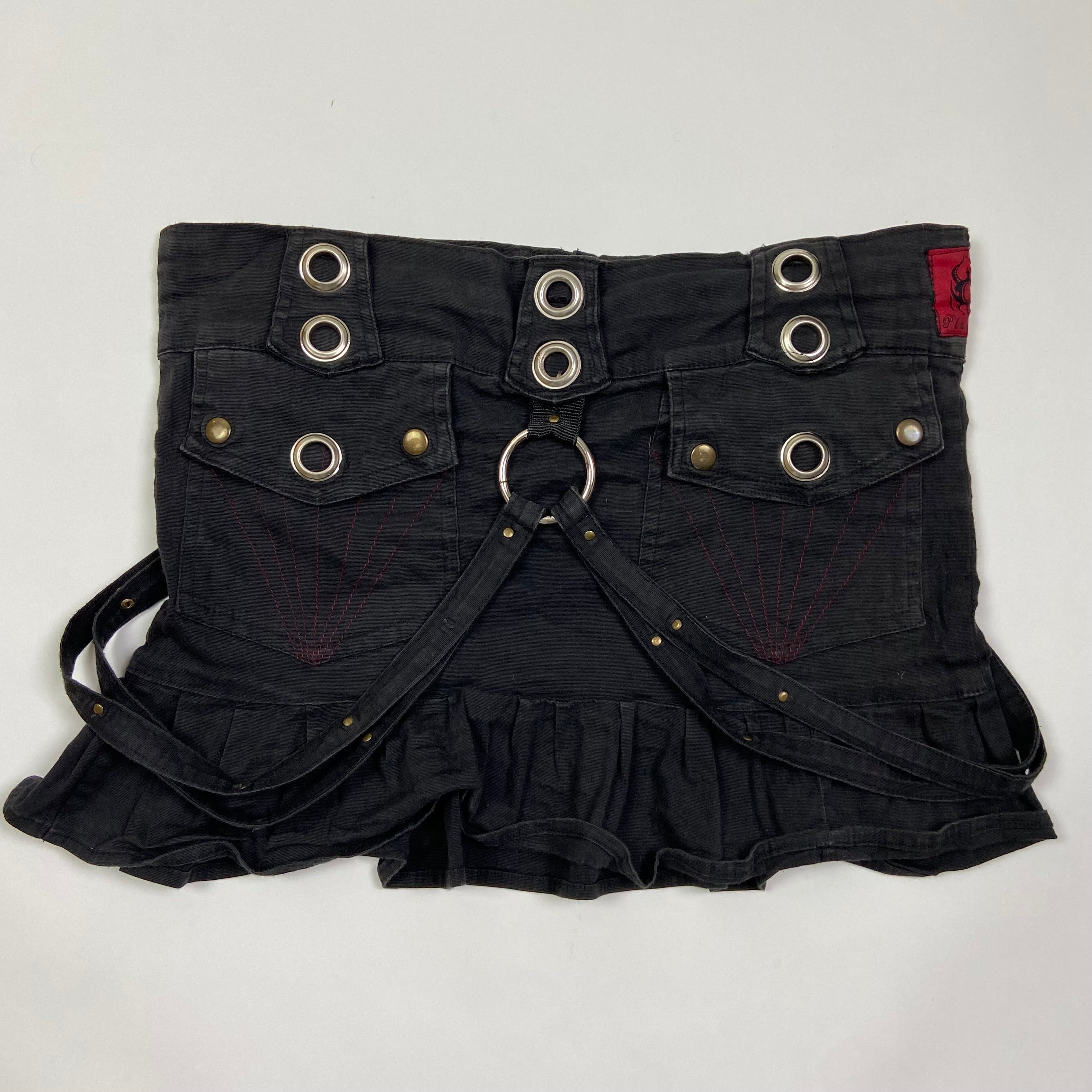 00s Ruffled Mini Skirt With Buckes - Size 6/8 - Funky Cat