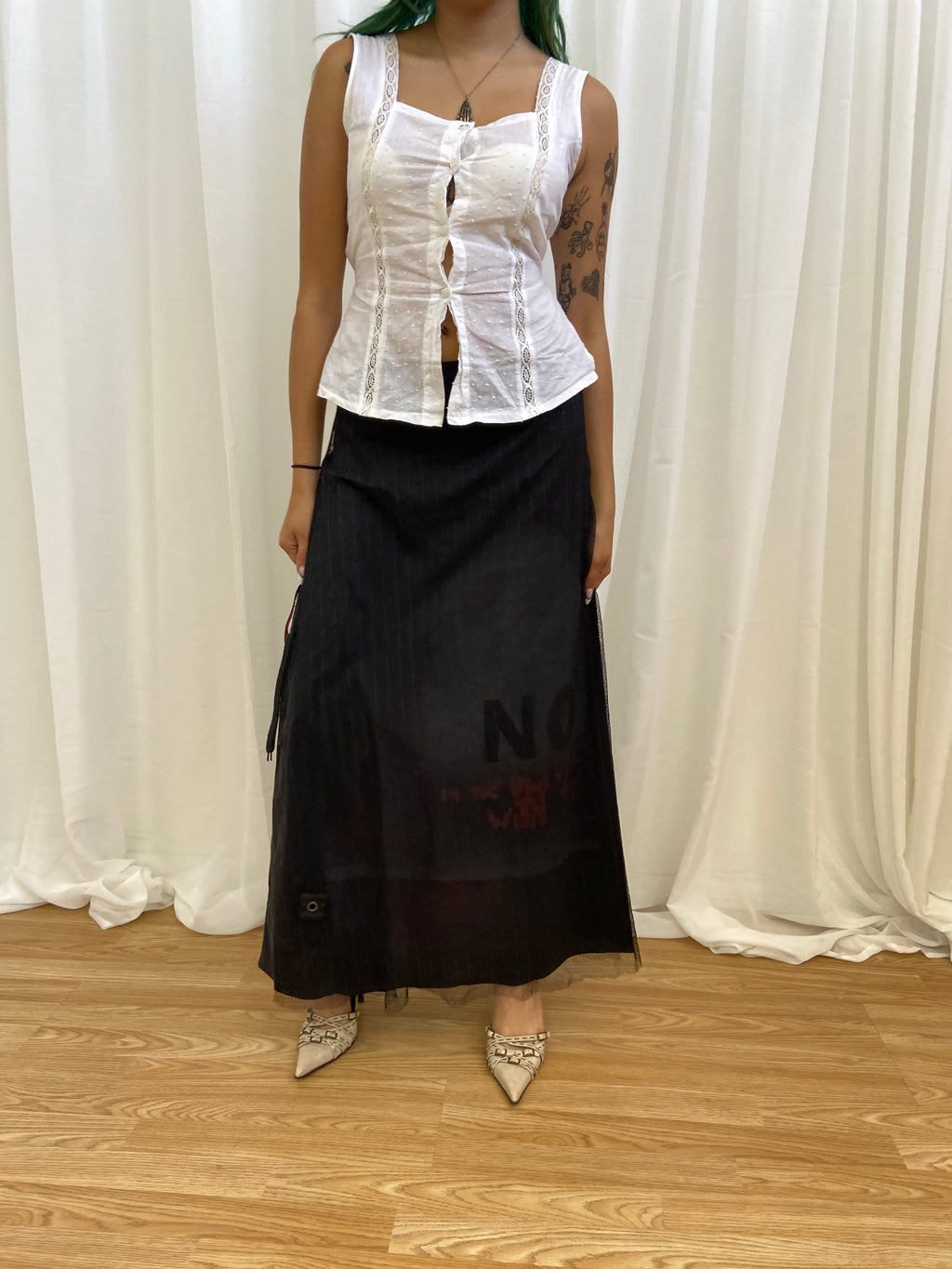 Cop Copine Pinstripe Skirt - Size UK 8