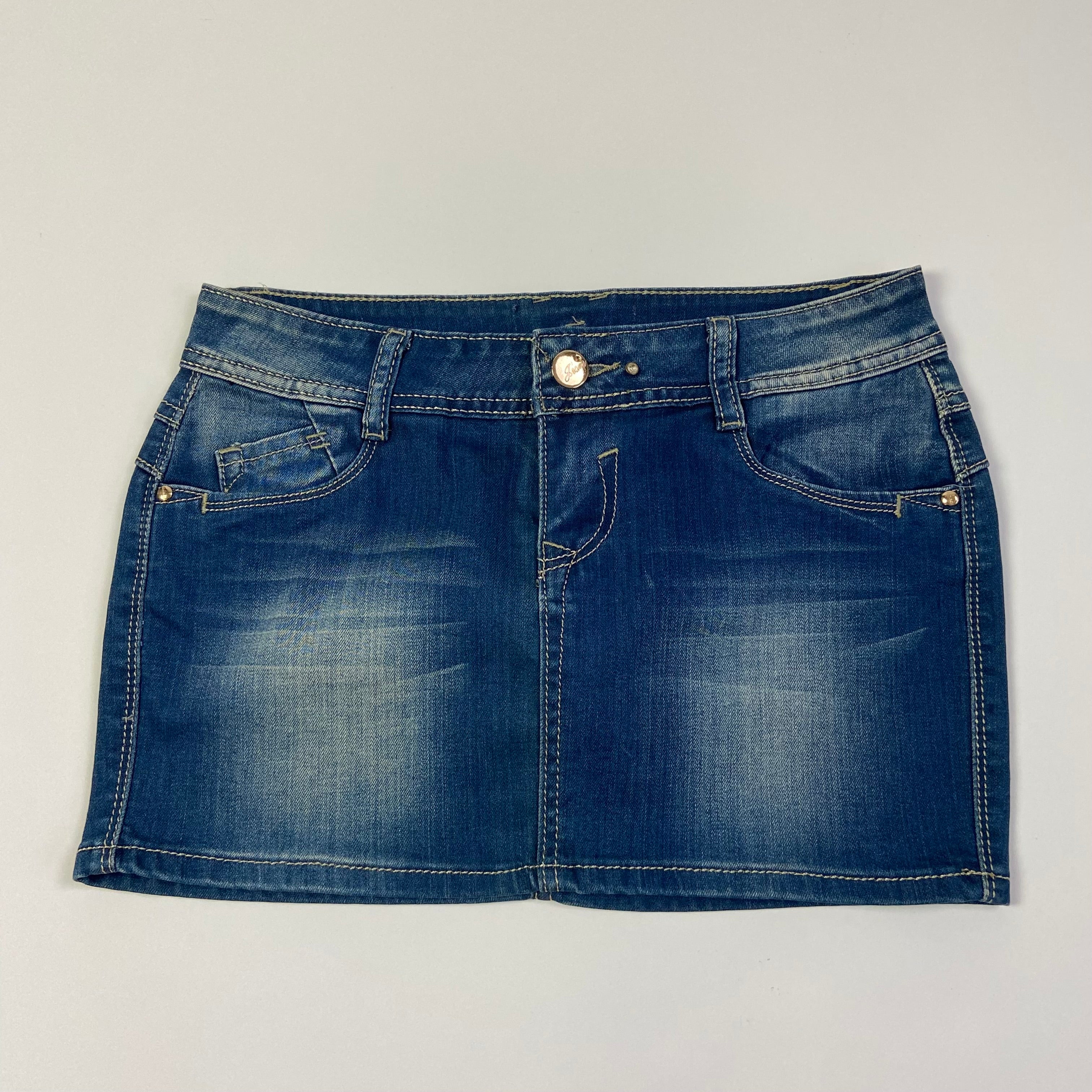 00s Denim Mini Skirt - Size XS/S - Funky Cat