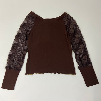 00s Brown Lace Top - Size XS