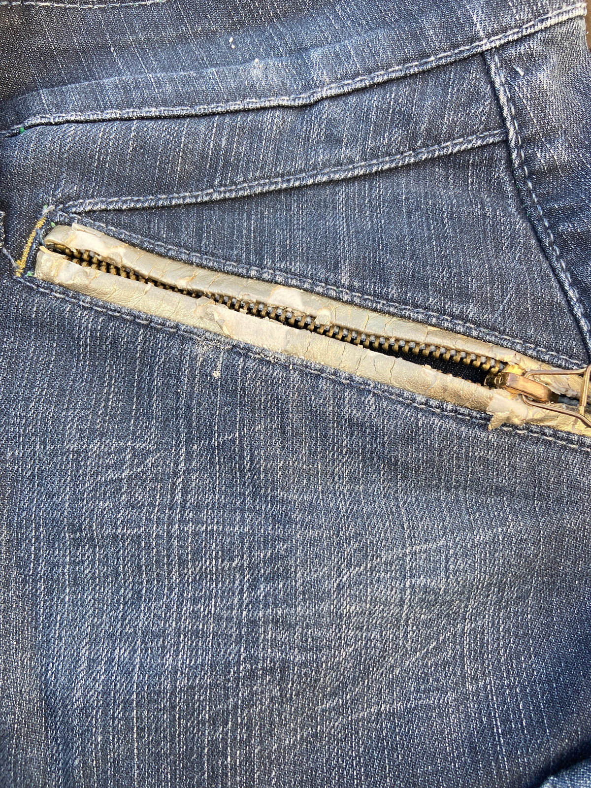 Vintage 00s Pleated Denim Skirt - Size UK 10 - Funky Cat
