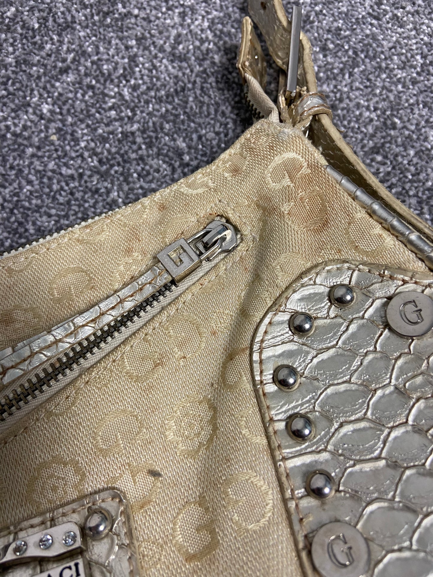 Vintage 00s Rhinestone Shoulder Bag - Funky Cat