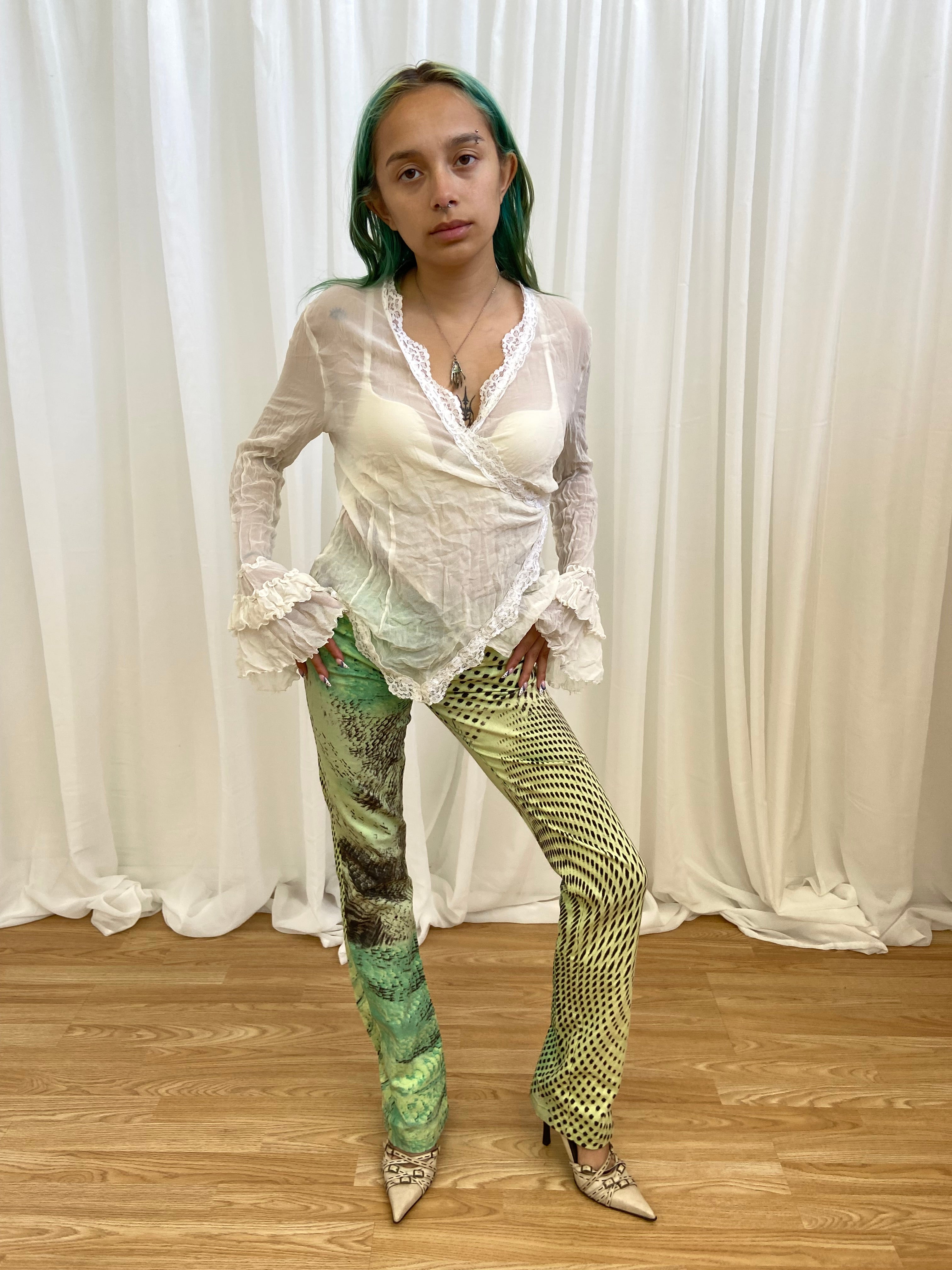 Vintage 00s Abstract Print Trousers - Size UK 6
