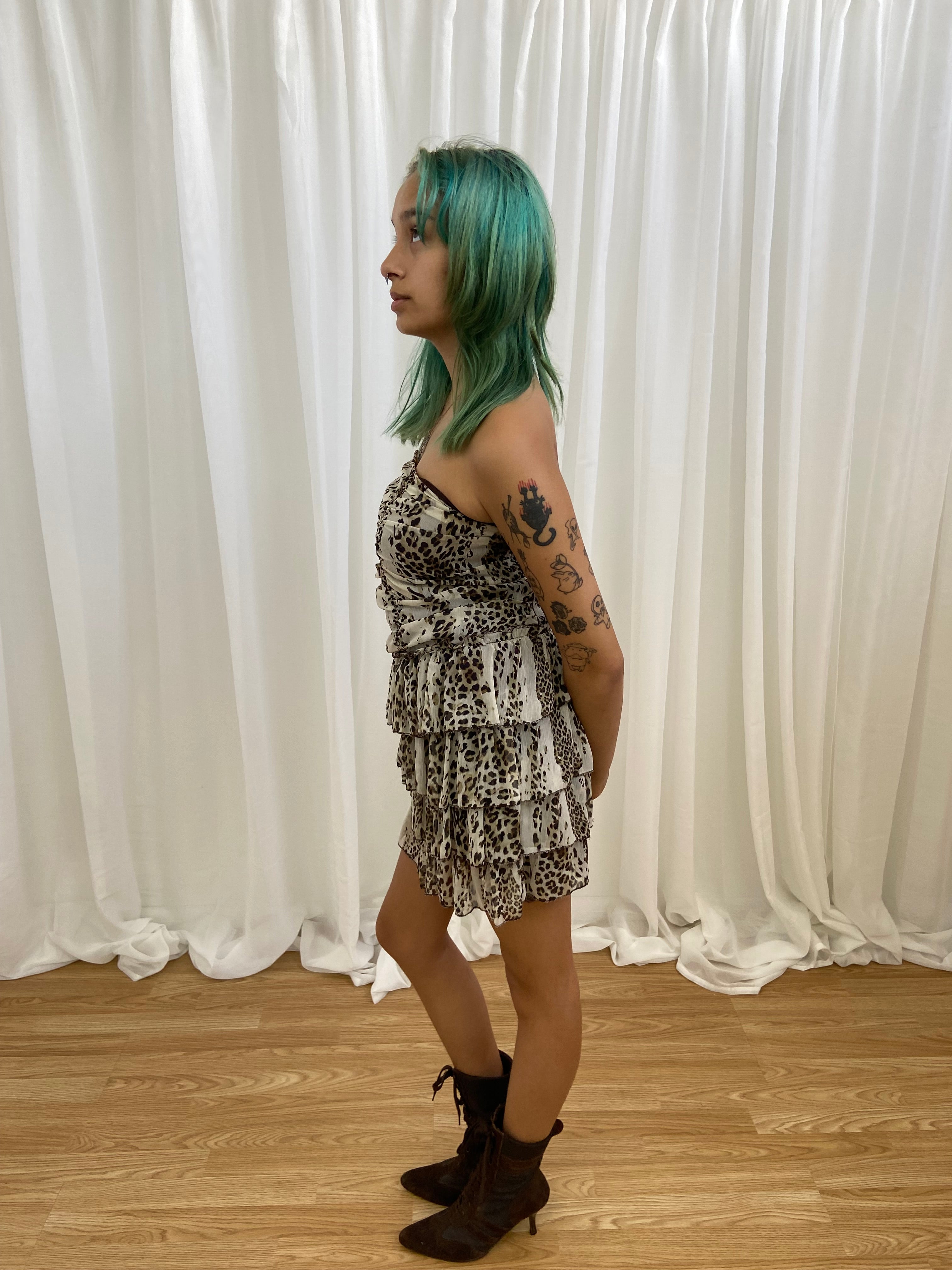 Vintage 00s Cheetah Print Mini Dress - Size XS
