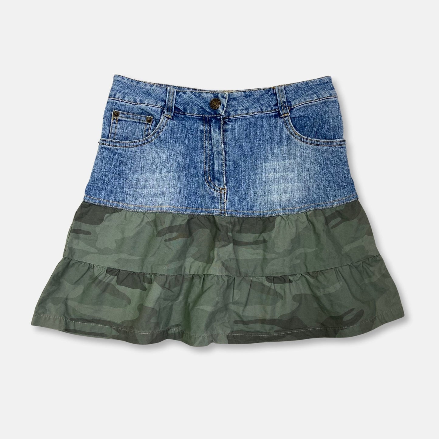 00s Denim Ruffle Mini Skirt - Size XS