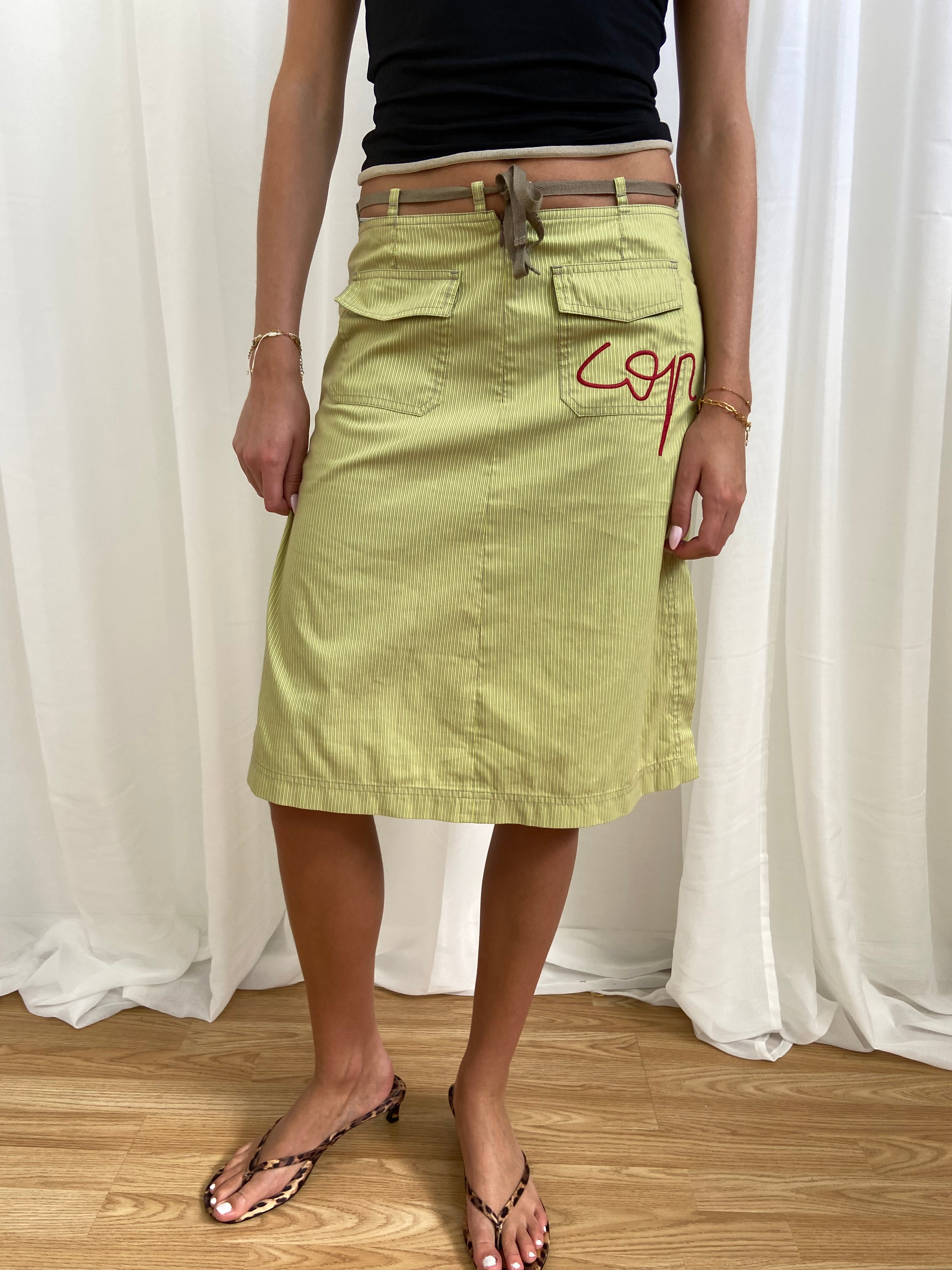 Cop Copine Green Striped Skirt - Size S - Funky Cat