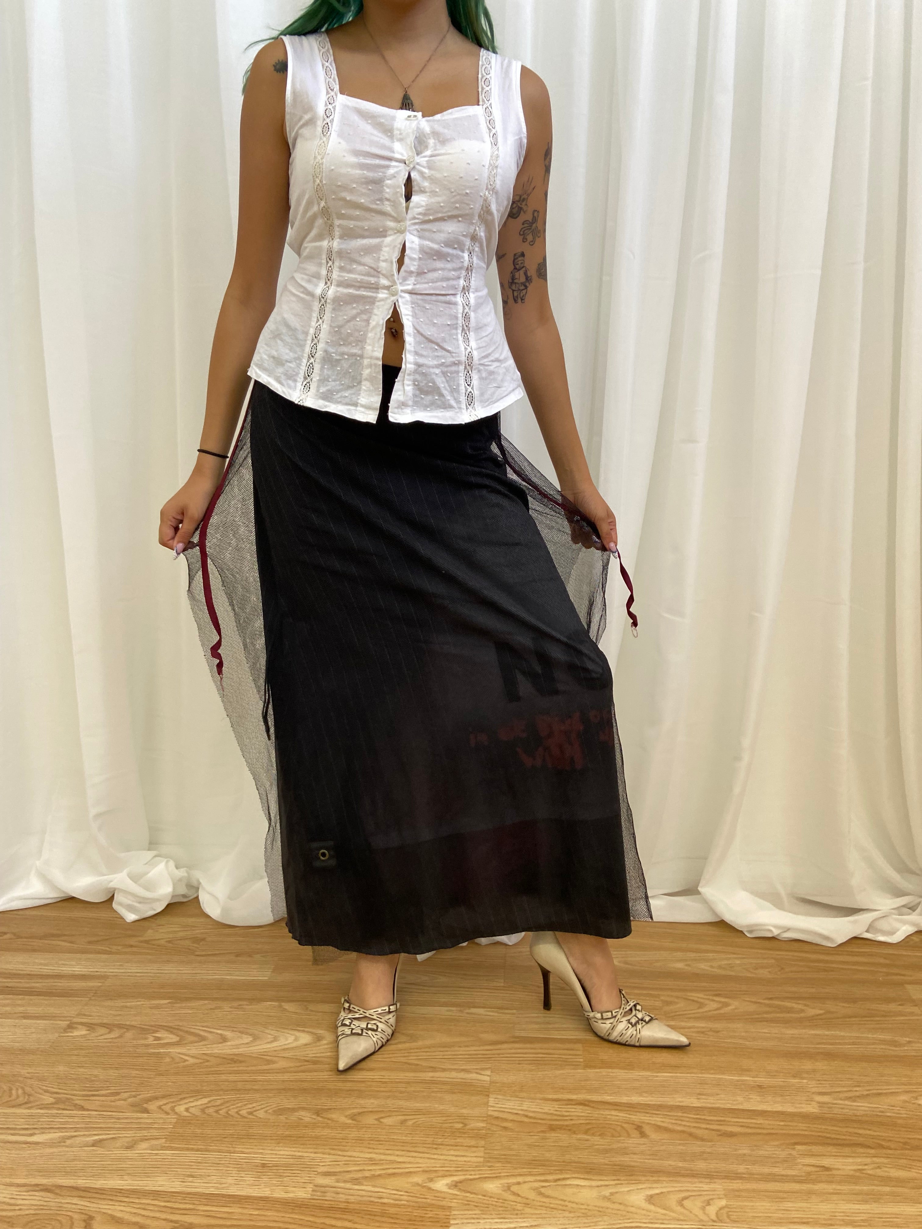 Cop Copine Pinstripe Skirt - Size UK 8