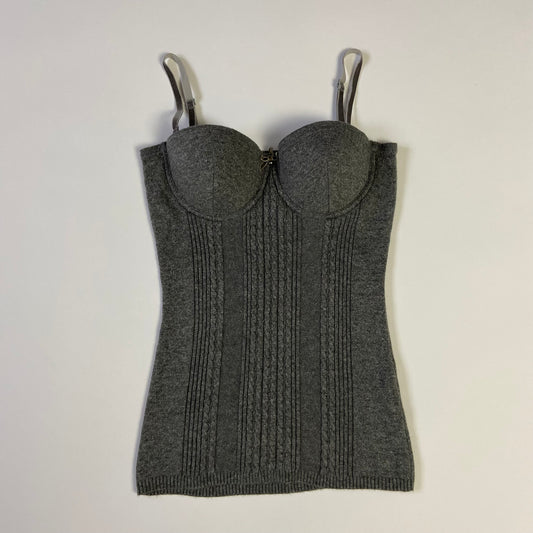 Guess Grey Knitted Corset Top Top - Size M