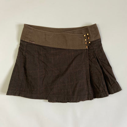 00s Pleated Asymmetrical Mini Skirt - Size XS