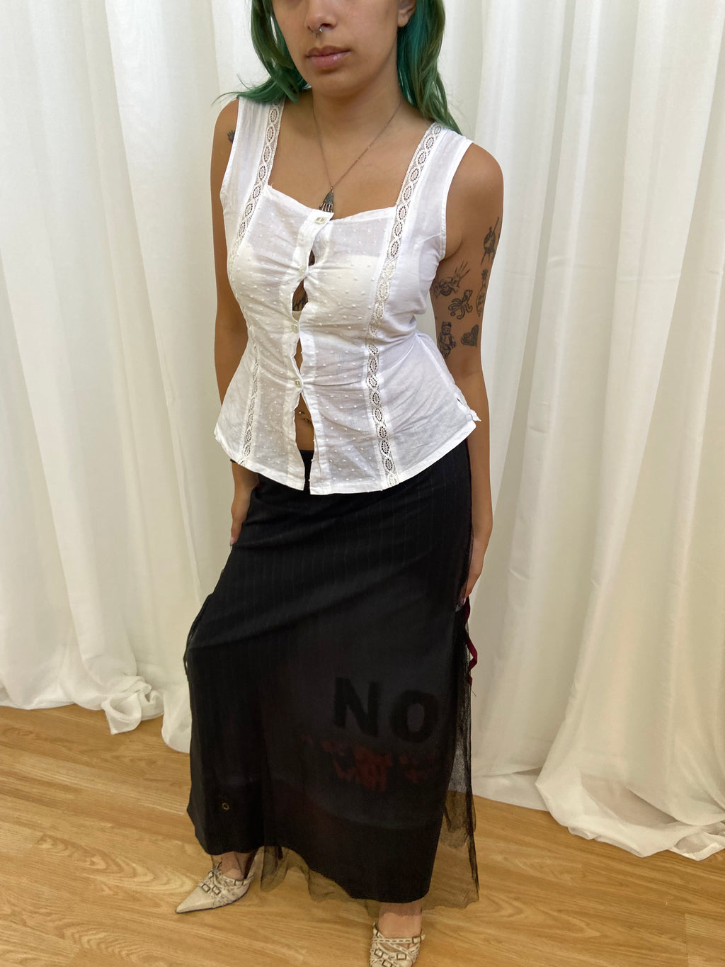 Cop Copine Pinstripe Skirt - Size UK 8