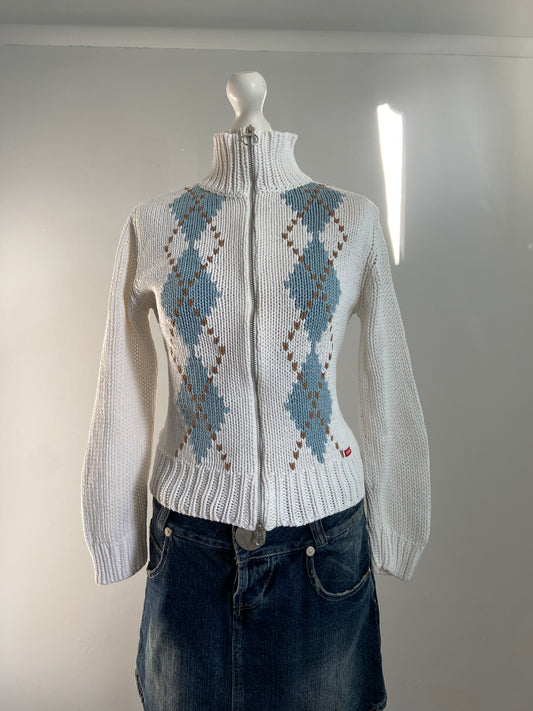 Vintage 00s Argyle Knit Jumper - Size S