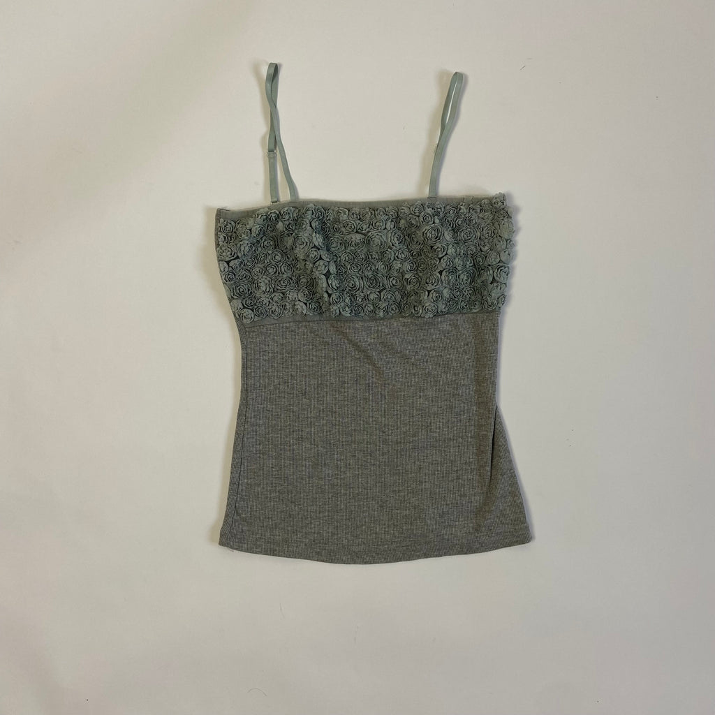00s Embellished Floral Ribbed Cami - Size M - Funky Cat